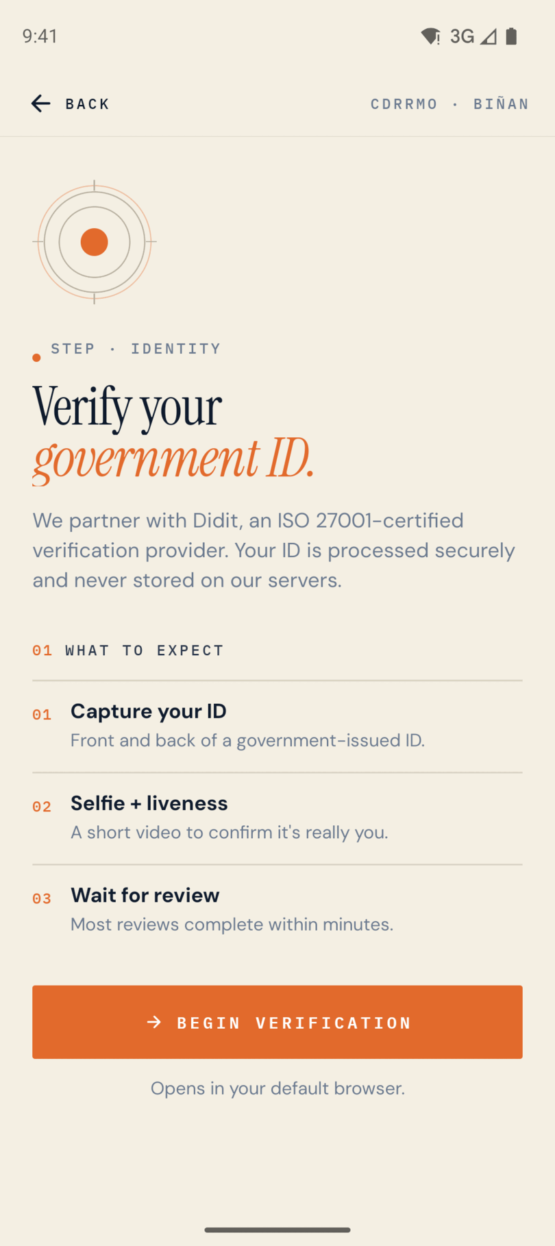Government ID verification steps